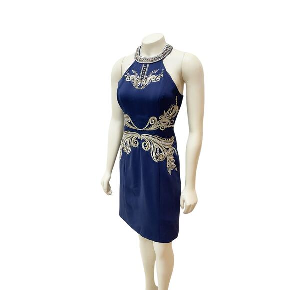 Lilly Pulitzer Benita Shift Navy Gold Embroidered Beaded Cocktail Dress Size 0 - Picture 13 of 16